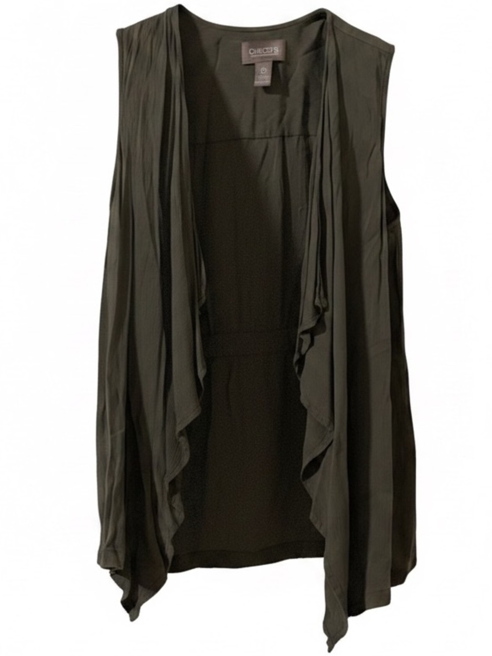 Chico’s Olive Green Drape Front Sleeveless Vest - Size 0 (Small/4-6)